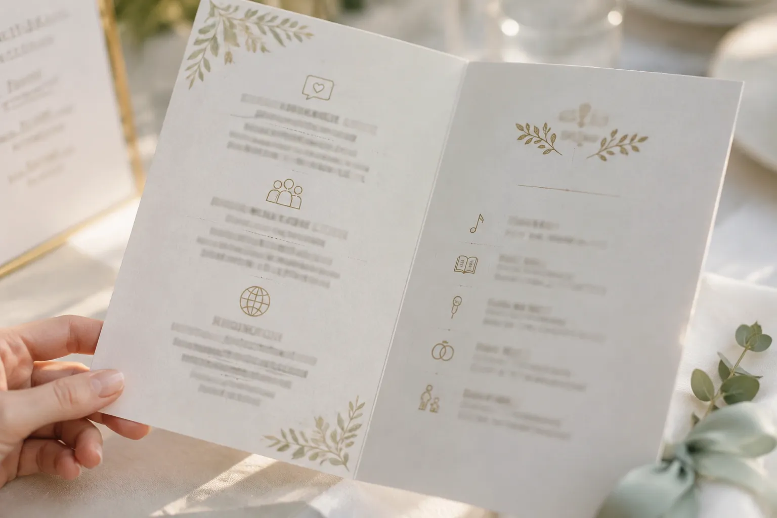 Printed wedding wording with multilingual participation notes