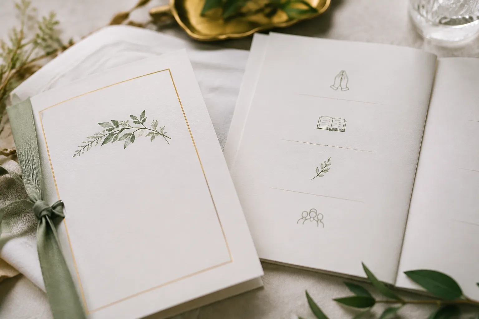 Wedding ceremony program detail illustrating optional prayer, reading, and reflection language