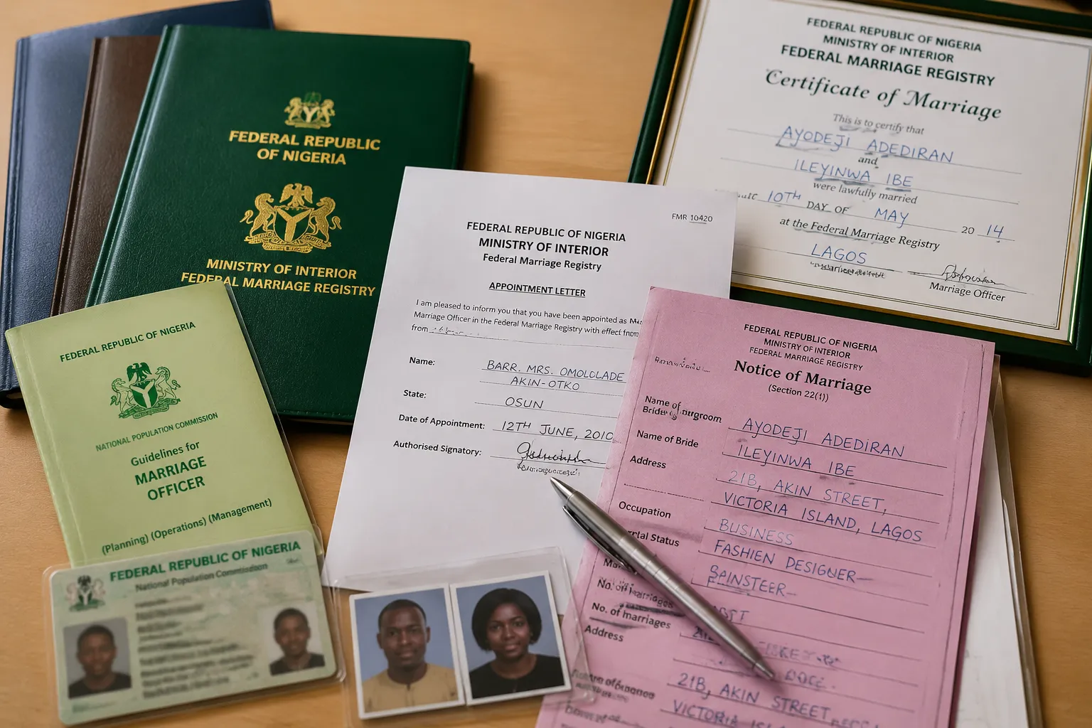 Registry wedding documents and ceremony details in Nigeria