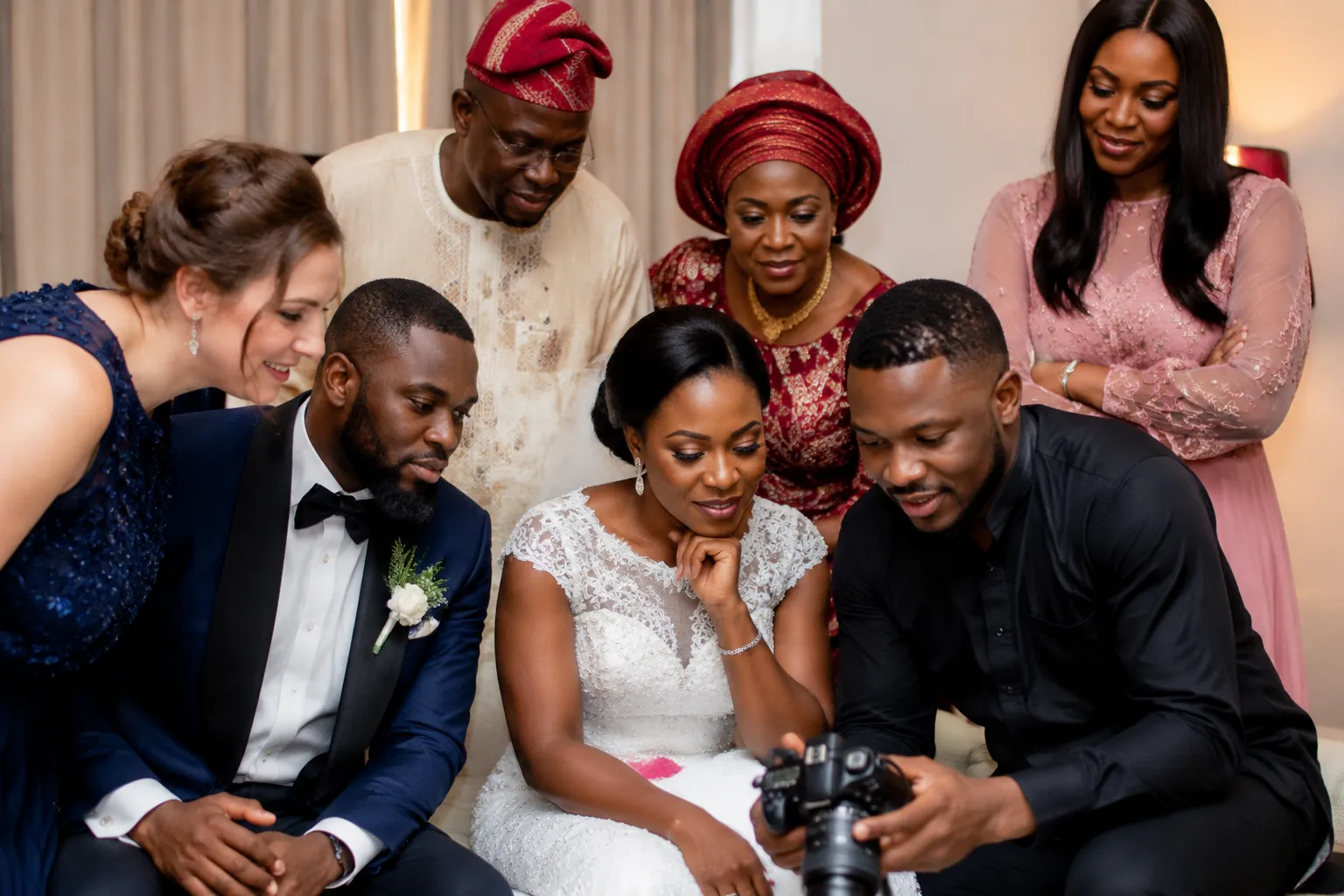 Wedding participants reviewing a multicultural ceremony sequence